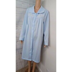 Jasmine Rose Robe Light Blue Snap Dress Lounge Housecoat Sz XL